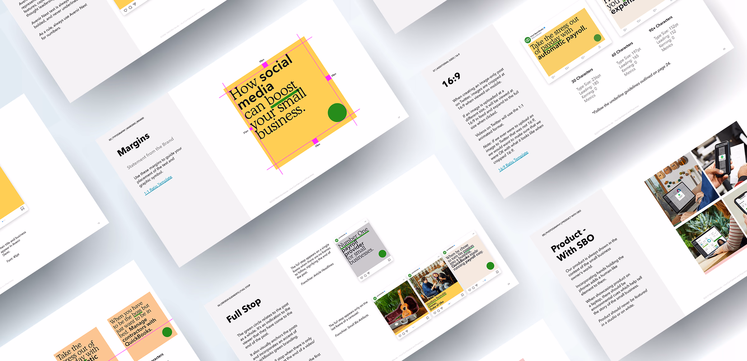 QuickBooks social style guide mockup